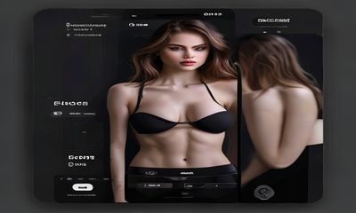美女裸体网站移动端App界面展示，流畅的手机浏览体验，深色主题，现代设计